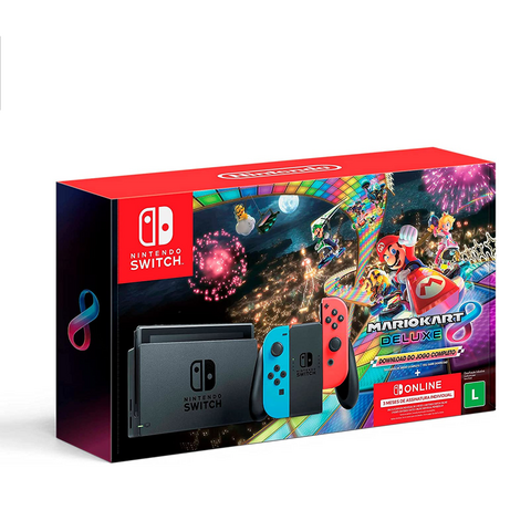 Console Nintendo Switch 32GB + Mario Kart 8 Deluxe - Vermelho/Azul