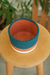 Cachepot Terracota listrado azul e off white - comprar online