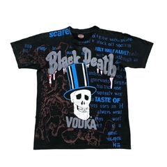 (M) Camiseta vintage AOP Black Death Vodka dos anos 90 na internet