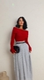 Saia Longa plissada em tricot mousse - Cinza claro - loja online