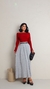 Saia Longa plissada em tricot mousse - Cinza claro - comprar online