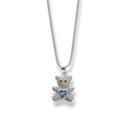 Colar Urso cravejado azul bebê Prata 925