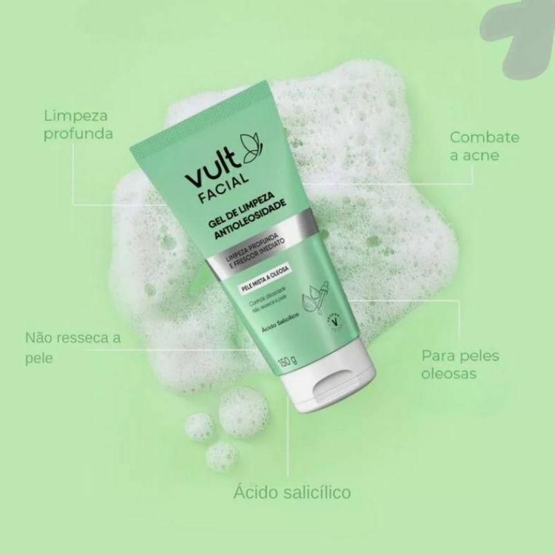 Sabonete Facial Gel de Limpeza Facial Antioleosidade Vult 300g