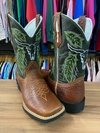 BOTA TEXANA MASCULINA VERDE CAVEIRA DE BOI COURO LEGITIMO