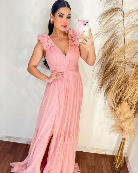 Vestido de madrinha rose ombro cheap a ombro