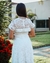 {Letícia} Vestido Noiva Curto Rodado Manga Copinho Gola Alta em Tule Poá Casamento Civil (Branco Off) - loja online