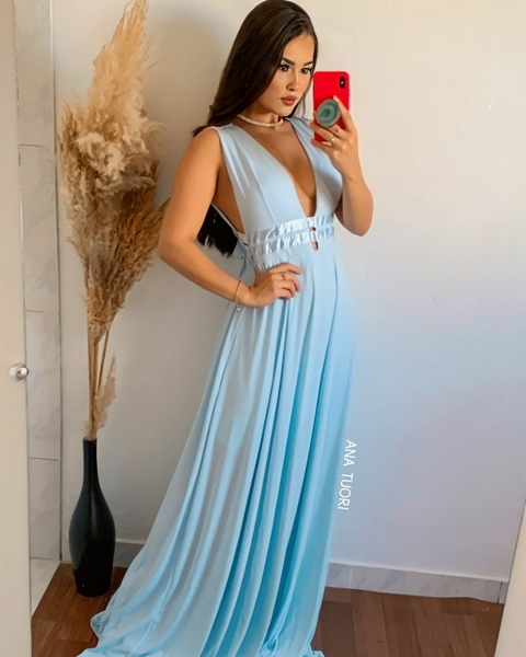 Isabelle Vestido Festa Longo God 2 Fitas na Cintura Madrinha