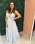 {Yohana} Vestido Longo Rodado Alcinha em Tule e Saia Três Marias em Lurex (cor Branco Gelo) - Ana Tuori | Loja de Vestidos de Festa, Casamento Civil e Mais 