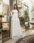 {Karen} Vestido Noiva Longo Rodado Manga 3/4 Ombro a Ombro com Guipure Casamento (Branco Off) - loja online