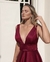 {Abigail} Vestido Festa Longo Rodado Decote V Madrinha Formatura (cor Marsala) - loja online