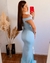 {Karoline} Vestido Longo Sereia Ombro a Ombro com Fenda (Azul Serenity) - comprar online