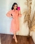 {Ysa} Vestido Midi Manga Longa Gola Alta em Tule Poá (Salmão) na internet