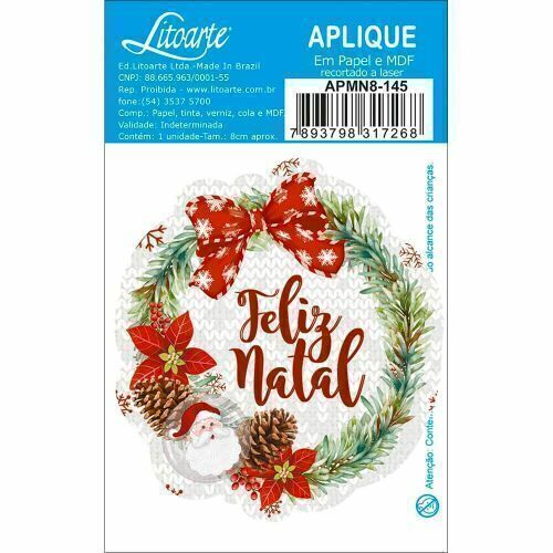 Aplique em Papel e MDF Litoarte Guirlanda Feliz Natal - APMN8-145