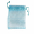 saquinho de organza tecido semi transparente azul aberto com fita de cetim