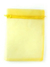 saquinho de organza tecido semi transparente amarelo aberto com fita de cetim
