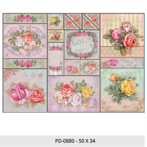 Papel Decoupage Pd-974 Rosas Cor De Rosa 34,3x49 - Litoarte