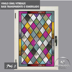 Vinilo Esmerilado Impreso Símil Vitreaux "Rhombus"