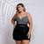 Conjunto Plus Size Cropped Xadrex e Short Com Cinto Corrente 0438