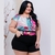 Conjunto Plus Size Feminino Short com Cinto e Blusa Estampada 0244 - Bellucy Modas