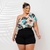 Conjunto PLus Size Feminino Estampado Short + Cinto Cropped 0437