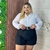 Conjunto Plus Size Feminino Blusa Social e Short com Cinto - Bellucy Modas