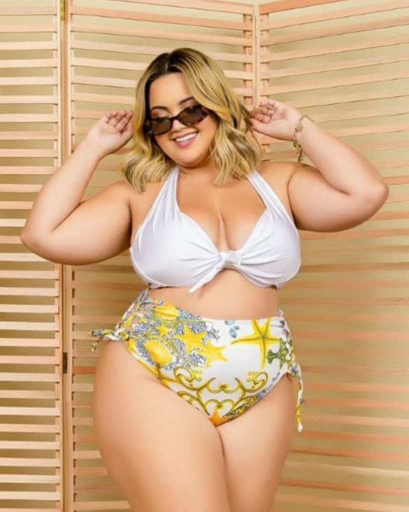 Biquíni Plus Size Com Bojo Estampa Laranja