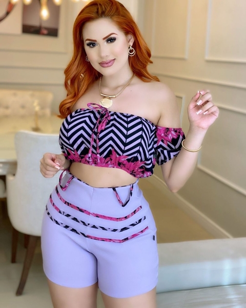 Calça cintura alta com sale cropped ciganinha