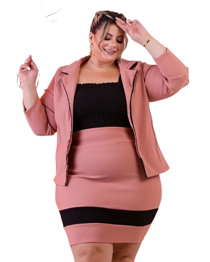 Conjunto de saia e blusa social plus size outlet