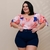 Conjunto Feminino Plus Size Cropped Estampado Short c Cinto - loja online