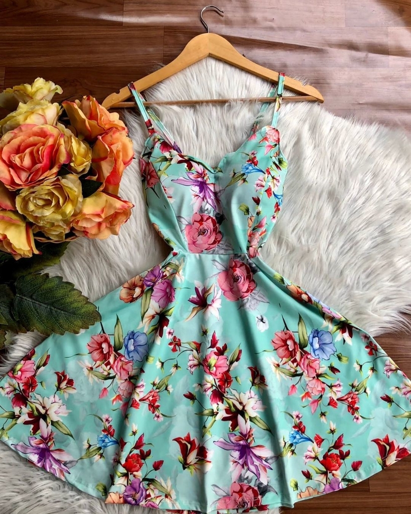 Vestido Feminino Rodado Estampado Moda Roupas Femininas