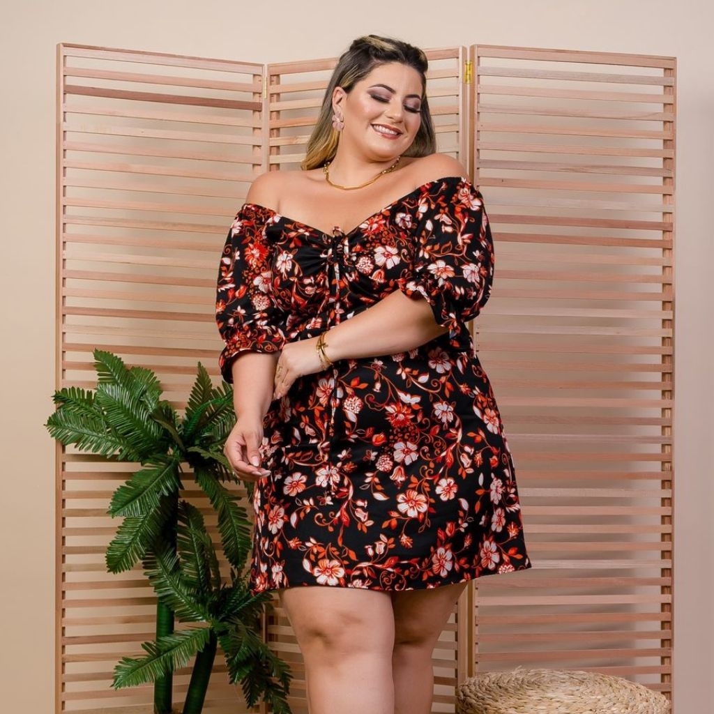 Vestido Plus Size Estampado Roupa Feminina Moda Plus Size