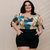 Imagem do Conjunto Feminino Plus Size Cropped Estampado Short c Cinto