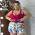 Conjunto Plus Size Estampado Cropped Laço Short com Cinto - Bellucy Modas