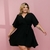 Vestido Plus Size Curto Rodado c Faixa de Amarrar - Bellucy Modas