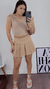 Short Saia curto Em Alfaiataria Plissada Com Cinto Nude - comprar online