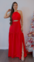 Vestido Vera Longo Vermelho Tecido Viscose