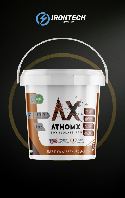 SOJA ISOLATE AISLADA 90% 5 KG BALDE ATHOMX 80% SABORES