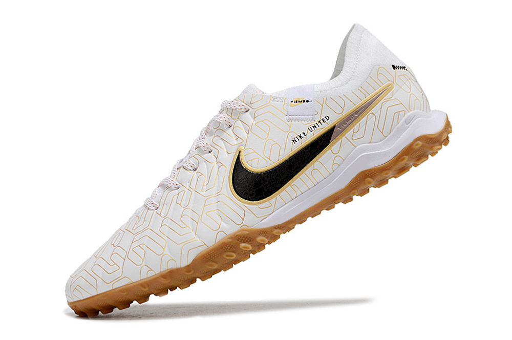 Chuteira Nike Tiempo 10 Academy Society Branca Dourada