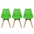 Kit de 3 Cadeiras Prizi Wood E75-Verde