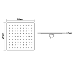 Ducha Chuveiro Slim Prizi Quadrado 20x20cm Inox 304 Dourada com Braço na internet