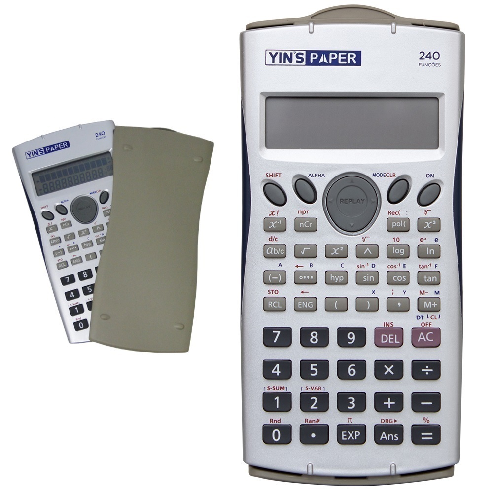 Calculadora Científica com 240 Funções, Visor de 2 Linhas e 10 Dígitos,  Casio, FX-82MS, Cinza