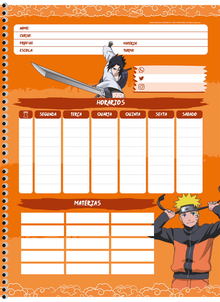 Caderno Universitário Espiral 10M Capa Dura 160 Fls Naruto