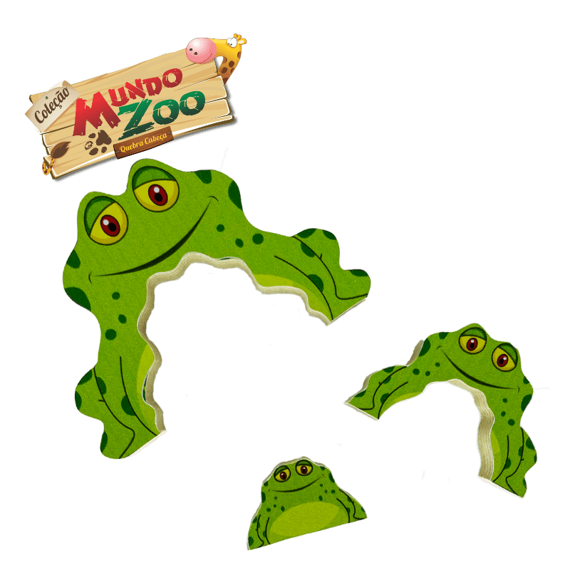 Jogo de quebra-cabeça com animal sapo verde