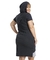 vestido preto com capuz e faixa na cintura - comprar online