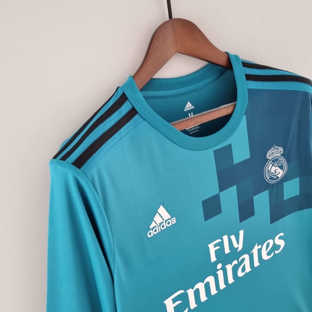 Camisa Manga Longa Retrô Real Madrid 17/18 Adidas Masculina - Azul