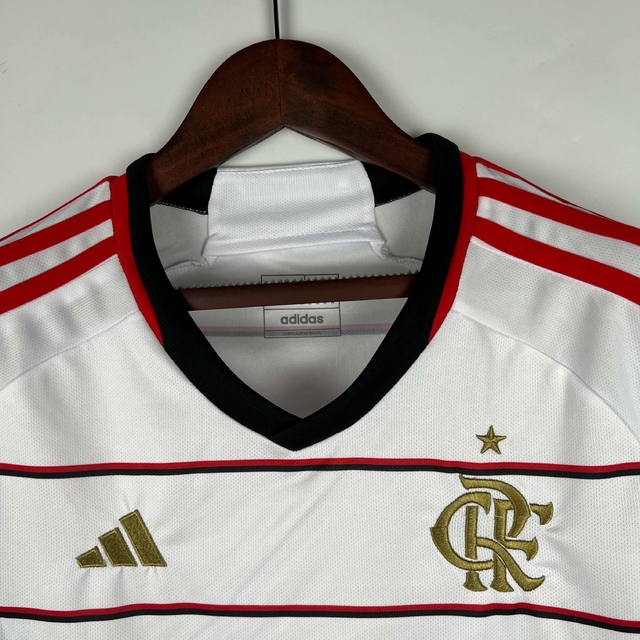 Camisa do Flamengo II 2023 Torcedor Adidas Feminina - Branca e Dourada