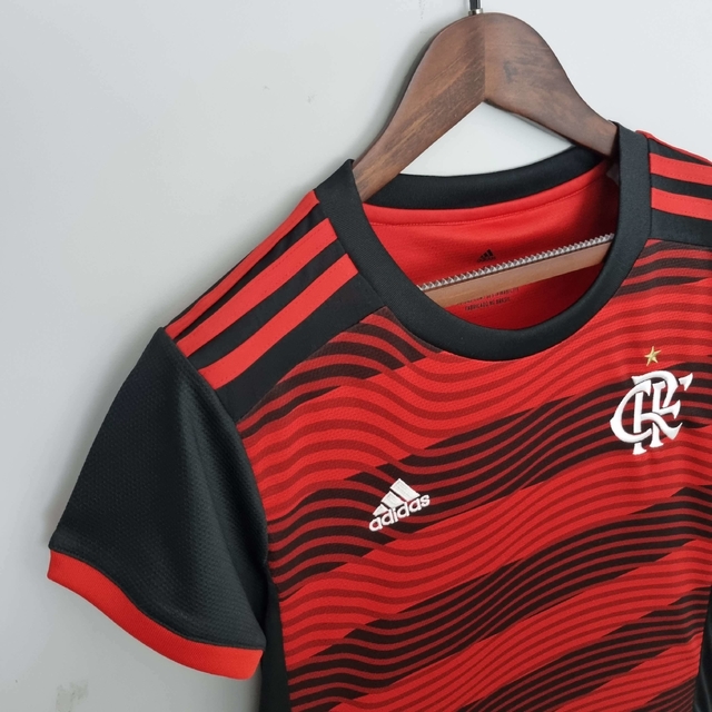 Camisa Flamengo I 22/23 Torcedor Adidas Feminina - Preto e Vermelho