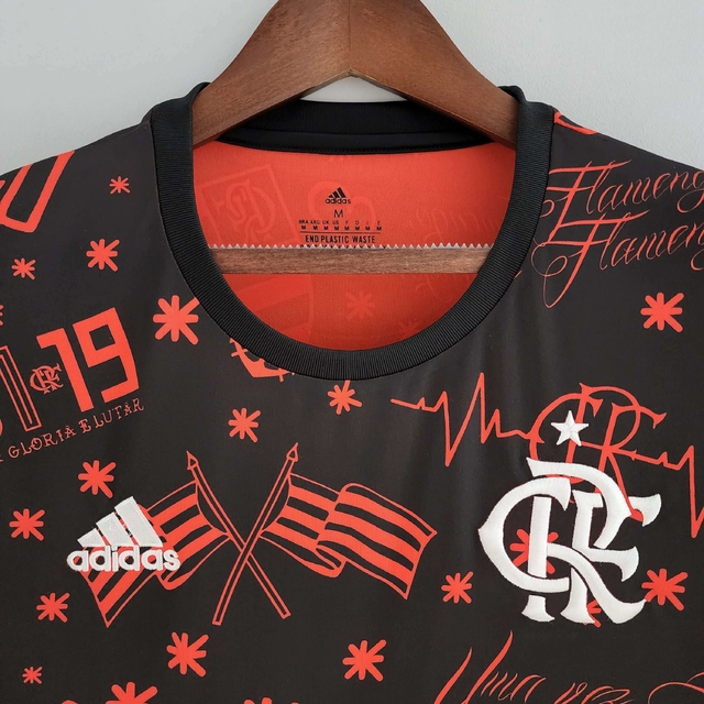 Camisa do Flamengo pré-jogo 22/23 Torcedor Adidas Masculina - Preto