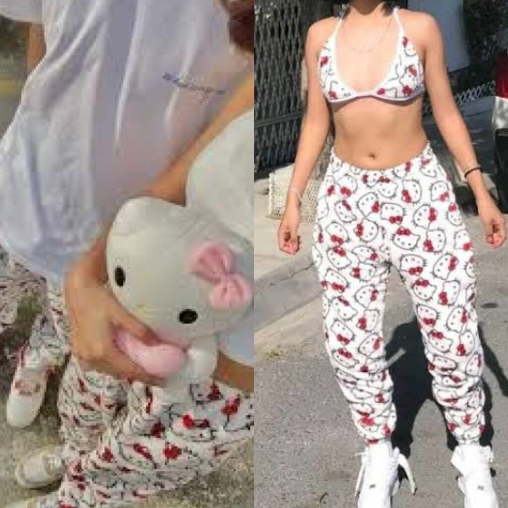 Pijama en dúo para pareja HELLO KITTY 2 pantalónes y 1 top UNITALLA