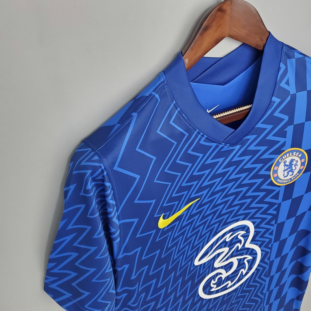 Camisa Chelsea Home 21/22 Nike Azul Patch Mundial Por Apenas R$ 189,90